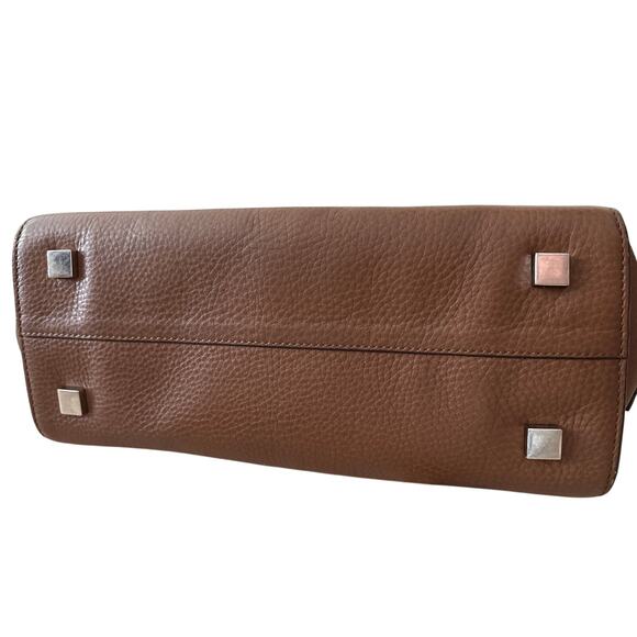 Michael Kors Brown Pebbled Leather Satchel Silver Hardware - Picture 7 of 10